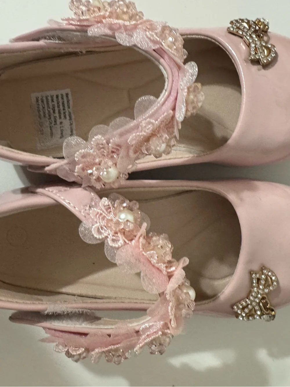 Girls Pink Patent Floral Mary Jane Shoes